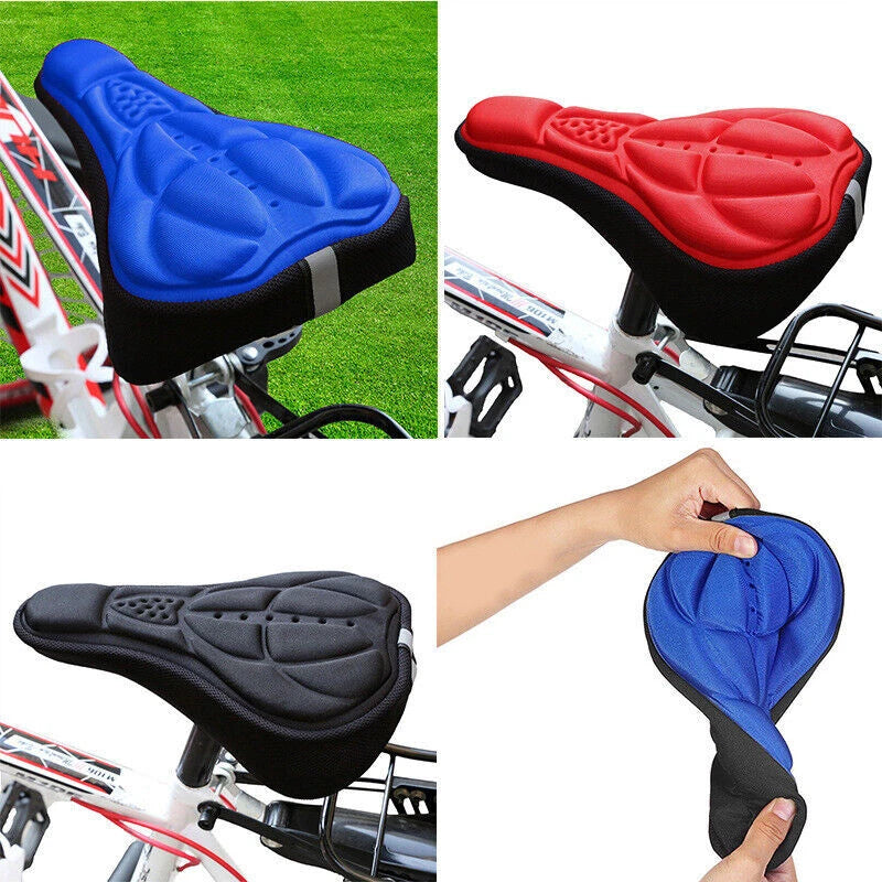 Thick Silicone Bike Seat Cover Comfort Gel Cycling Bicycle Saddle Cushion Pad AU