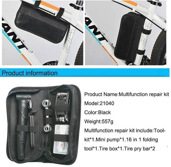 14PCS Bicycle Bike Repair Multi-Tools With Frame Bag Tire Repair Kit